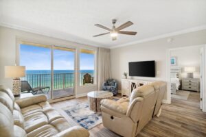 The living space of one of the pet-friendly condo rentals in Panama City Beach.